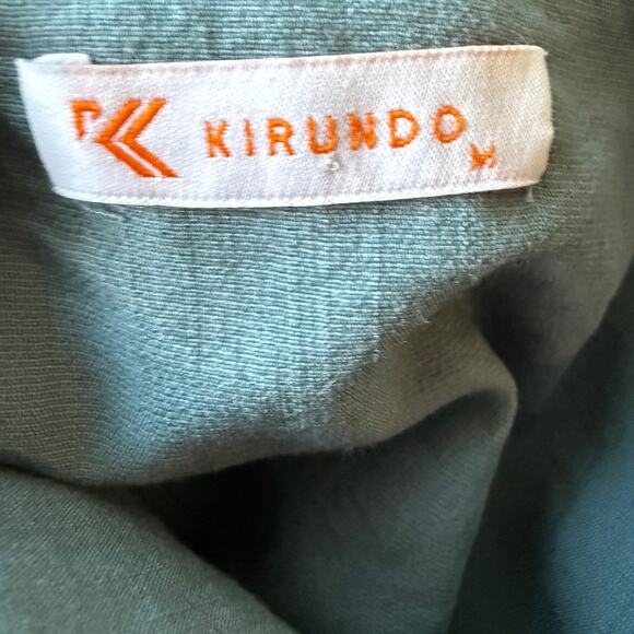 Kirundo Blue Square Neck Puff Sleeve Tiered Maxi Dress Pockets Medium Lagenlook - Picture 7 of 10